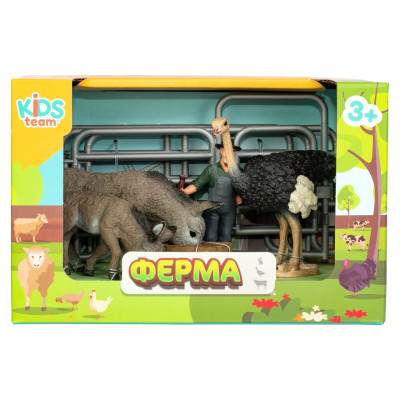 Фігурка Kids Team набір Ферма фермерка, індик, віслюк, ослик, ослятко (Q9899-X20_4)