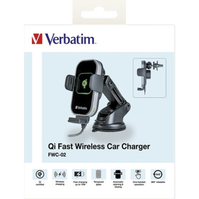 Універсальний автотримач Verbatim FWC-02 with Qi Fast Wireless Car Charger (49553)