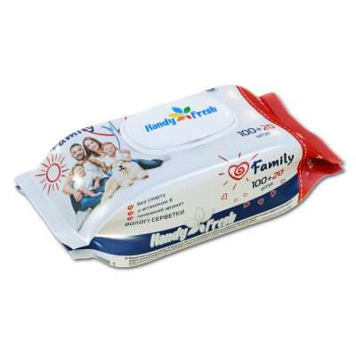 Вологі серветки Handy Fresh Family З клапаном 100+20 шт. (4820237500168)