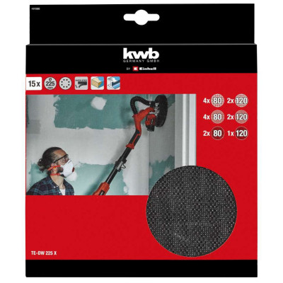 Наждачний папір Einhell KWB 15 шт, 225 мм круги, до TE-DW 225 X (491066)