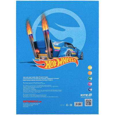 Кольоровий папір Kite А4 неоновий Hot Wheels (10 аркушів/ 5 кольорів) (HW24-252)