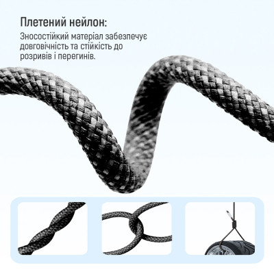 Дата кабель USB-C to Lightning 2.0m (PDF Fast Charging 27W) black ColorWay (CW-CBPDCL068-BK)