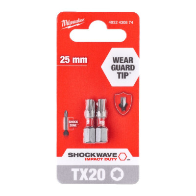 Набір біт Milwaukee SHOCKWAVE TX20, 25мм, 2шт (4932430874)