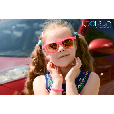 Дитячі сонцезахисні окуляри Koolsun Wave, 3-10 років, неоново-рожеві (KS-WANP003)