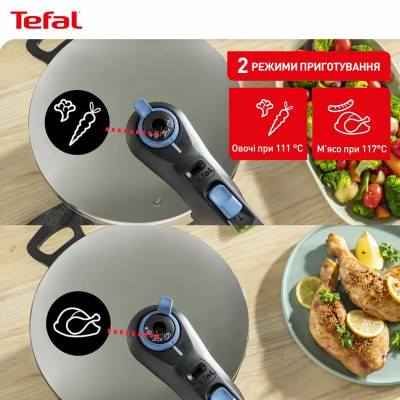 Каструля Tefal Secure Trendy, 4л, (скороварка) з паровим кошиком (P2580402)