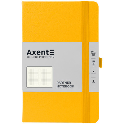 Книга записна Axent Partner, 125x195 мм, 96 аркушів, клітинка, жовта (8201-08-A)