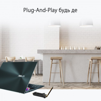 Мережева карта Wi-Fi ASUS USB-AX56 AX1800 USB 3.0 WPA3 MU-MIMO OFDMA (USB-AX56)