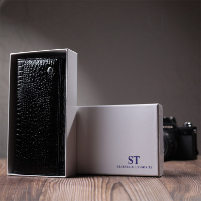 Гаманець ST Leather З натуральної шкіри Чорний (22718)
