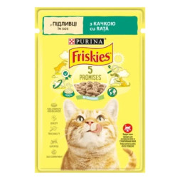 Вологий корм для кішок Purina Friskies шматочки у підливі з качкою 85 г (7613036962278)