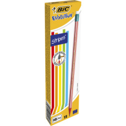 Олівець графітний Bic Evolution Stripes HB, з гумкою (bc8960342)
