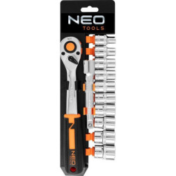 Набір головок Neo Tools 12шт, 1/2&quot;, тріскачка 90 зубців, CrV (10-030N)