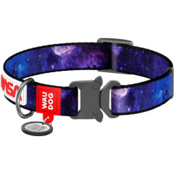 Нашийник для тварин WAUDOG Nylon з QR паспортом &quot;NASA21&quot; металева пряжка-фастекс S (4506-0148)