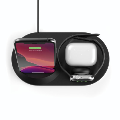 Зарядний пристрій Belkin 3-in-1 Wireless Pad/Stand/Apple Watch, black (WIZ001VFBK)