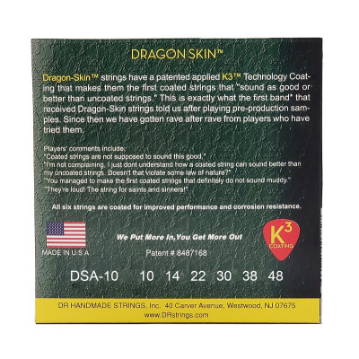 Струни для гітари DR Strings DRAGON SKIN Acoustic - Extra Light (10-48) (DSA-10)