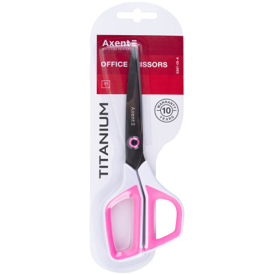 Ножиці Axent Titanium 21 см, біло-рожеві (6307-05-A)