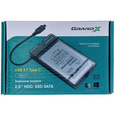 Кишеня зовнішня Grand-X HDD 2,5&quot; USB 3.1 Type-C (HDE31)