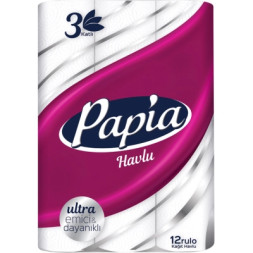Паперові рушники Papia 3 шари 12 рулонів (8690536011001)