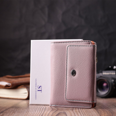 Гаманець ST Leather З натуральної шкіри Бежевий (22502)