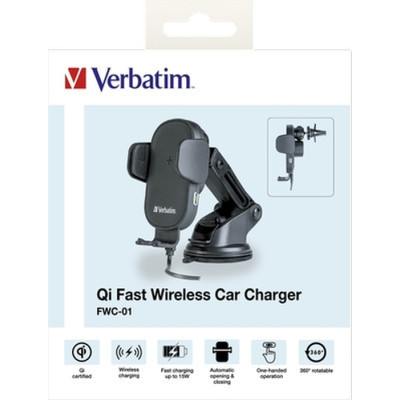 Універсальний автотримач Verbatim FWC-01 with Qi Fast Wireless Car Charger (49552)