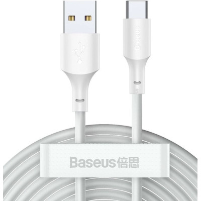 Дата кабель USB 2.0 AM to USB-C Simple WisdomKit (2PCS) 1.5m 5A white Baseus (TZCATZJ-02)