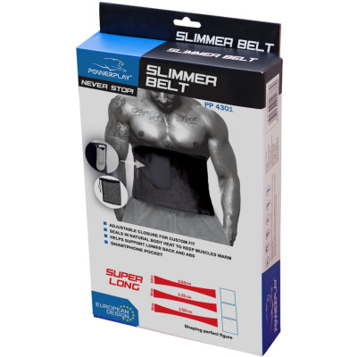 Пояс для похудения PowerPlay 4301 125 х 30 см + кишеня для смартфона Чорний (PP_4301_Black_125_Pocket)
