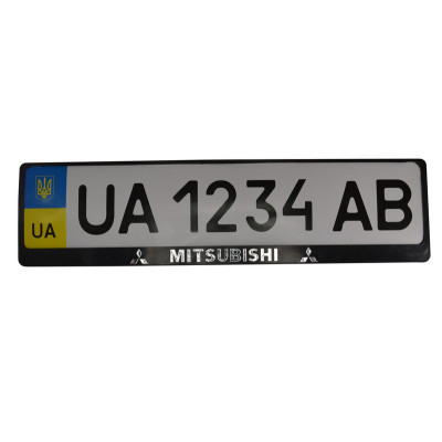 Рамка номерного знака CarLife пластик з об&#039;ємними літерами Mitsubishi (2шт) (24-012)