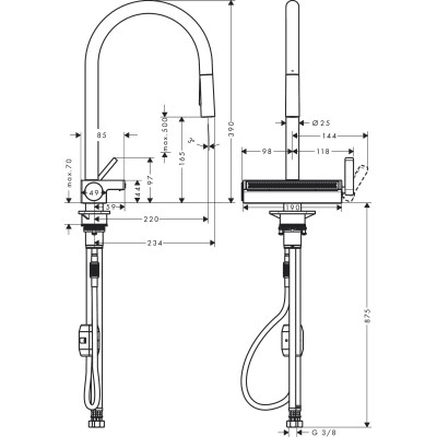 Змішувач Hansgrohe Aquno Select M81 , 22 см , чорний матовий (73837670)