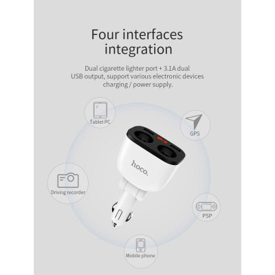 Зарядний пристрій HOCO HOCO Z28 Power ocean 2xUSB + display White (6957531091967)