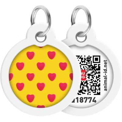 Адресник для тварин WAUDOG Smart ID з QR паспортом &quot;Серця&quot;, круг 30 мм (230-0203)