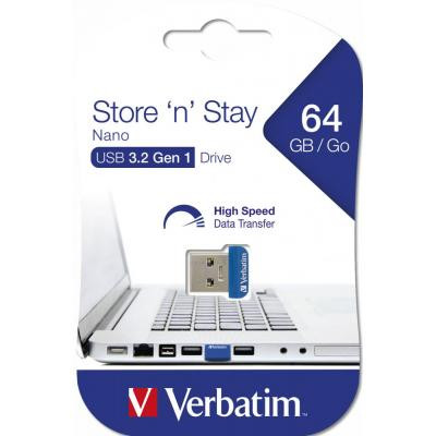USB флеш накопичувач Verbatim 64GB Store &#039;n&#039; Stay NANO Blue USB 3.0 (98711)