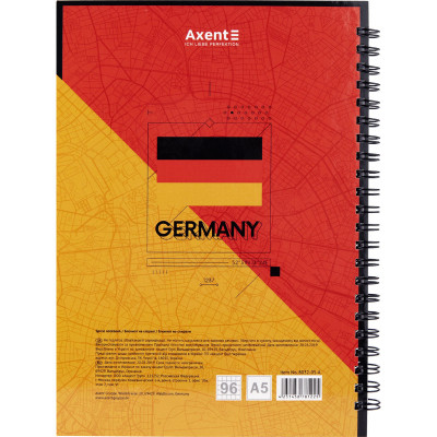 Блокнот Axent на спіралі тверда обкл., А5, 96арк. Berlin (8032-05-A)