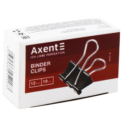 Біндер металевий Axent 19 мм, 12шт, black (4401-A)