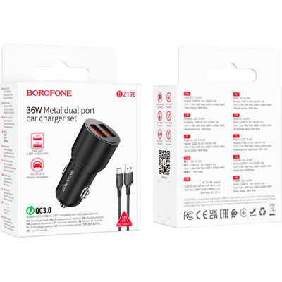 Зарядний пристрій BOROFONE BZ19B charger set (Type-C) 2 x USB Black (6941991101533)