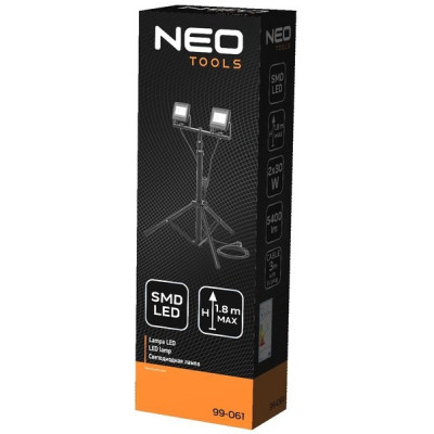 Прожектор Neo Tools алюміній, 220 В, 2х30Вт, 5400 люмен, SMD LED, кабель 3 м з в (99-061)