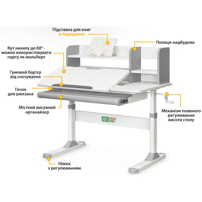 Парта ErgoKids TH-330 Grey (TH-330 W/G)