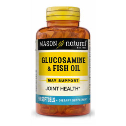Жирні кислоти Mason Natural Глюкозамін і Риб'ячий жир, Glucosamine &amp; Fish Oil, 90 гелеви (MAV14149)