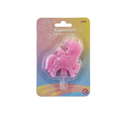 Свічка Maxi на торт &quot;Єдиноріг&quot; з блискітками, розмір 65x72 мм (MX624051)