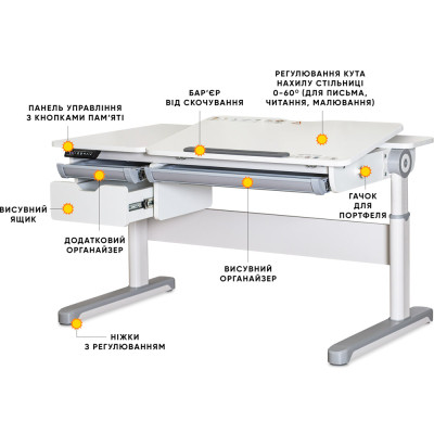 Парта Mealux Milton Electro lite Grey (BD-730 WG lite)