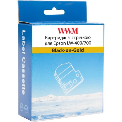 Стрічка для принтера етикеток WWM для Epson LW-400/700 9mm х 8m Black-on-Gold (WWM-SM9Z)