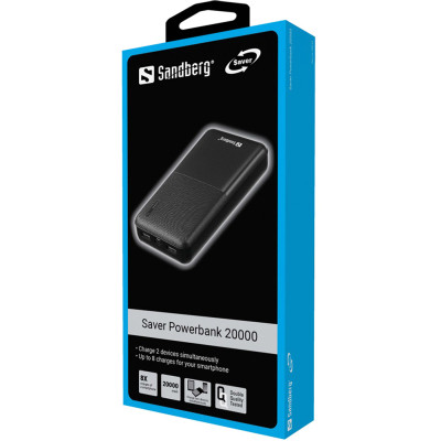 Батарея універсальна Sandberg 20000mAh, Saver, USB-C, Micro-USB, output: USB-A*2 Total 5V/2.4A (320-42)