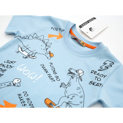 Футболка дитяча First kids з динозаврами (3032-98B-blue)