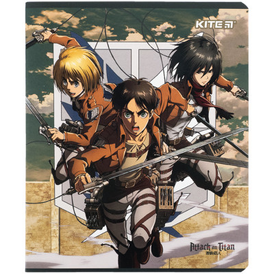 Зошит Kite Attack on Titan, 24 аркуші, клітинка (AT24-238)