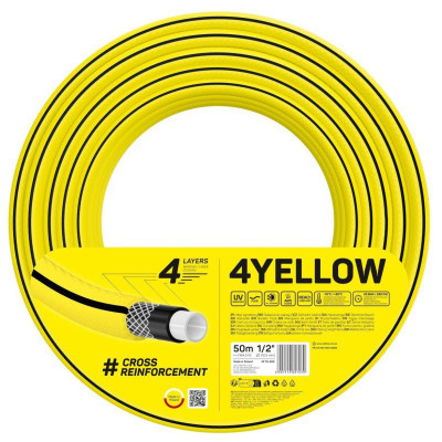 Шланг для поливу Cellfast 4YELLOW 1/2&quot;, 50м, 4 шари, до 20бар -10…+50°C (10-502)