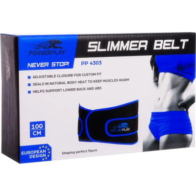 Пояс для похудения PowerPlay 4303 Чорно-Синій (PP_4303_Black/Blue)