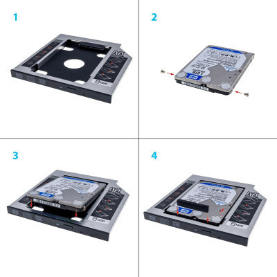 Фрейм-перехідник Grand-X HDD 2,5&#039;&#039; SATA2/SATA3 Slim 9,5mm (HDC-24С)