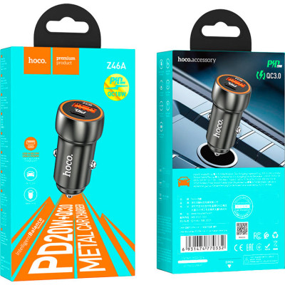 Зарядний пристрій HOCO HOCO Z46A Blue whale USB-C PD20W + USB QC3.0 Metal Gray (6931474770332)