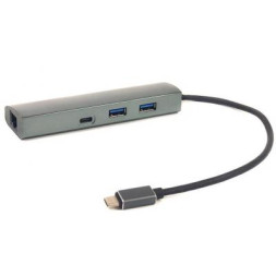 Порт-реплікатор PowerPlant Type-C USB 3.1 -&gt; 2*USB3.0, Type-C USB3.1, Gigabit Ethernet (CA910557)
