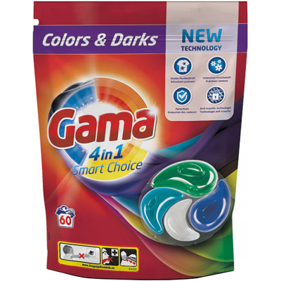 Капсули для прання Gama Color &amp; Darks 4 в 1 для кольорової та темної білизни 60 шт. (8435495831310/8435495836759)