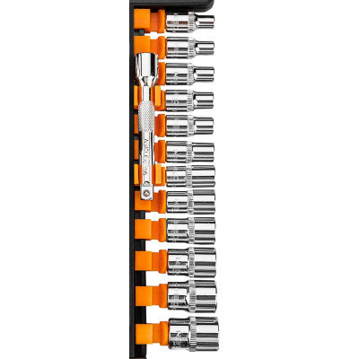 Набір головок Neo Tools 14шт, 1/4&quot;, тріскачка 90 зубців, CrV (10-000)