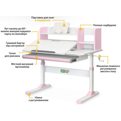 Парта ErgoKids TH-330 Pink (TH-330 W/PN)